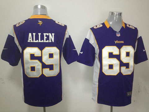 Minnesota Vikings 69 Jared Allen Game Purple NFL Jerseys